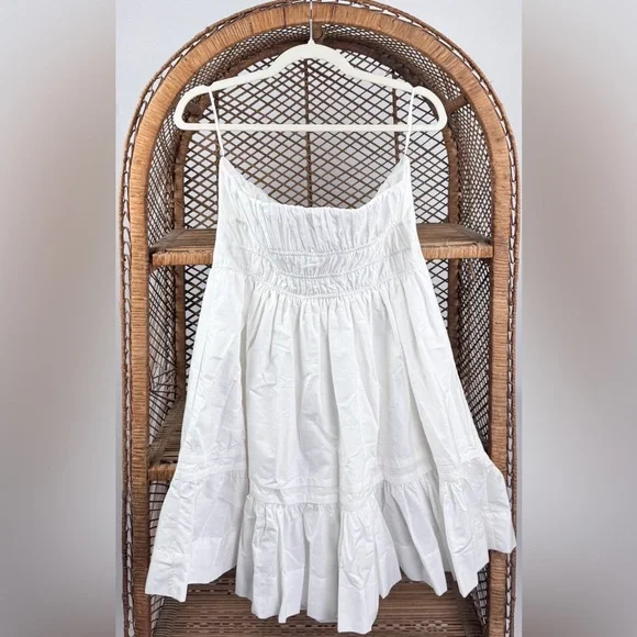 Anthropologie Somerset Strapless Mini Dress White Tiered Size L NWT - Picture 6 of 6